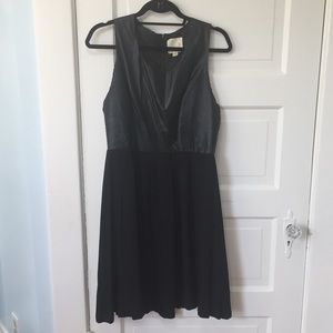 Line & Dot Leather and Chiffon Party Dress